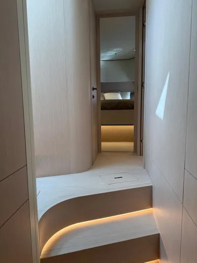  Yacht Photos Pics Luxurious interior of 2025 Azimut Seadeck 6 yacht with modern lighting and sleek design.