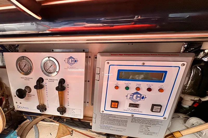Benyara Yacht Photos Pics Control panel of a 1999 Ocean Yachts 48 Super Sport watermaker system.