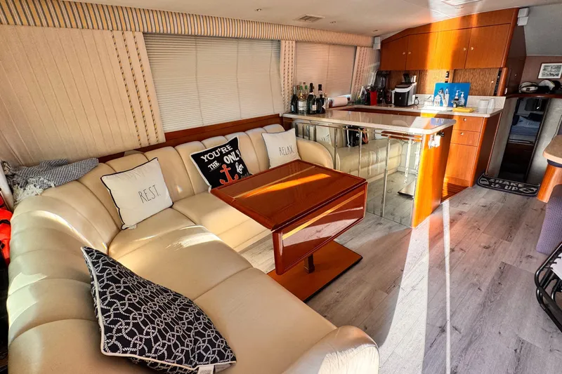 Benyara Yacht Photos Pics Luxurious interior of 1999 Ocean Yachts 48 Super Sport with elegant seating and modern amenities.