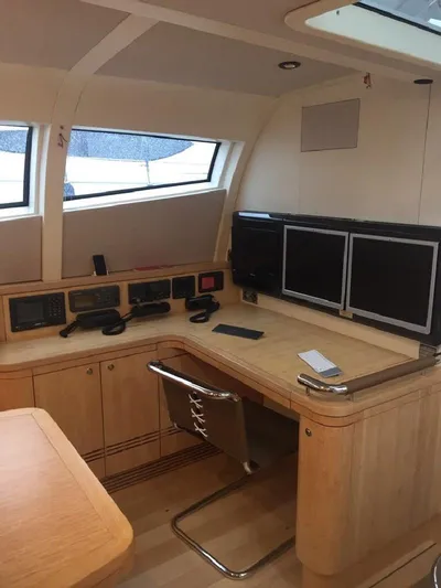  Yacht Photos Pics Luxurious CNB 117 yacht interior with navigation equipment, 2006 model.