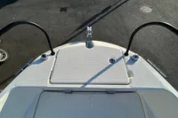 Bow view of 2026 Quicksilver 705 Open boat, featuring sleek design and deck fittings.