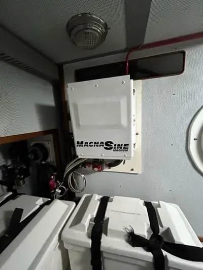 Kairos Yacht Photos Pics Electrical panel in a 2005 Selene 36 boat interior.