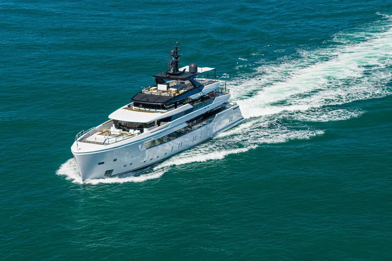 Neverland Yacht Photos Pics Luxurious 2020 Sanlorenzo 44 Alloy yacht cruising on open sea.