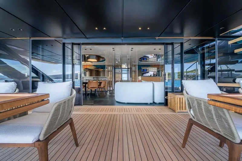 Acali Yacht Photos Pics Luxurious 2024 Widercat92 yacht interior with elegant seating and modern design.