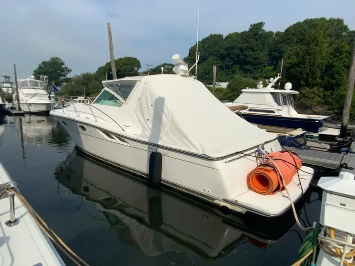 Vixen Yacht Photos Pics 2002 Tiara Yachts 3500 Open docked in marina.