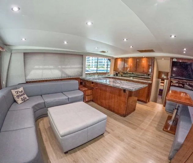 Good Life Yacht Photos Pics Luxurious interior of a 1994 Viking Sport Fisherman yacht with modern furnishings.