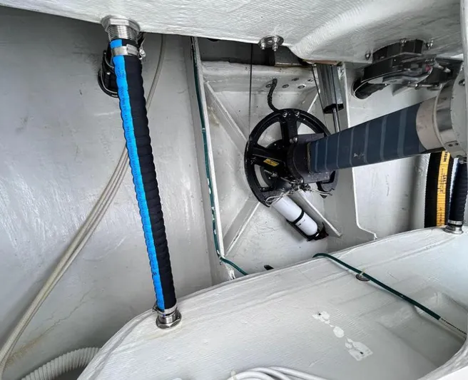 Sundog Yacht Photos Pics Interior view of a 2006 J Boats J/124 sailboat, showcasing mechanical components.