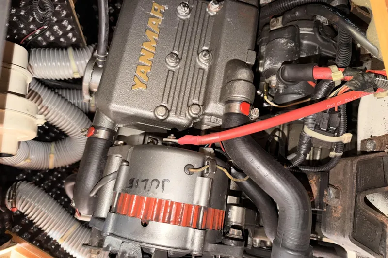  Yacht Photos Pics Engine compartment of a 2013 Beneteau Oceanis 370 sailboat with Yanmar components.