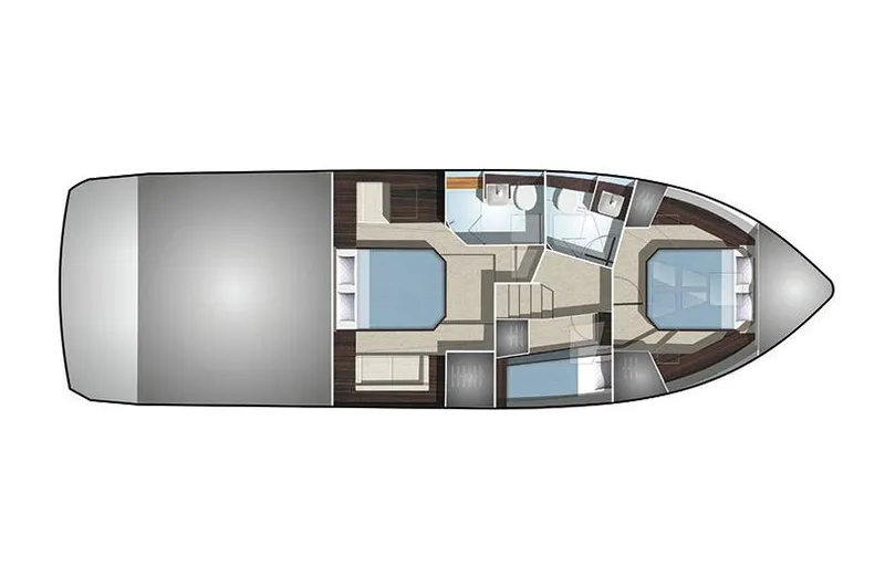  Yacht Photos Pics Manufacturer Provided Image: Top view layout of 2022 Galeon 460 Fly yacht interior.