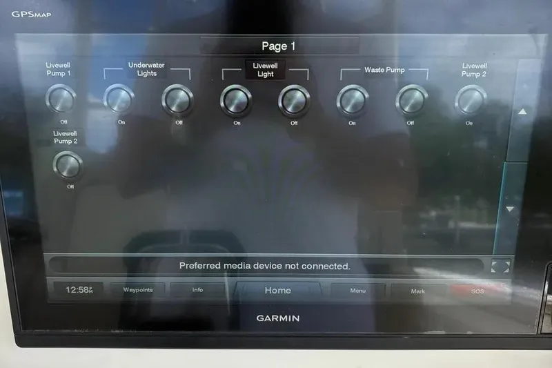  Yacht Photos Pics Control panel display on a 2017 Jupiter 38 FS boat with Garmin interface.