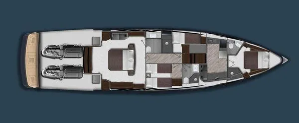  Yacht Photos Pics 2023 Lazzara LSX yacht floor plan, top view layout.
