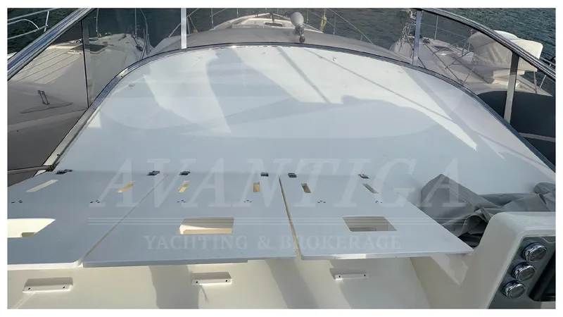  Yacht Photos Pics Luxury Absolute 52 FLY yacht deck, 2014 model, featuring sleek design and spacious layout.