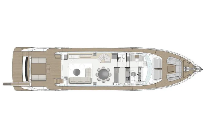  Yacht Photos Pics Manufacturer Provided Image: Top view layout of 2026 Ferretti Yachts 860, showcasing interior design and deck arrangement.