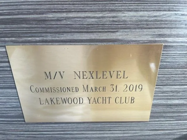 Nexlevel Yacht Photos Pics Plaque on Tiara Yachts C53 Coupe, commissioned March 31, 2019, at Lakewood Yacht Club.