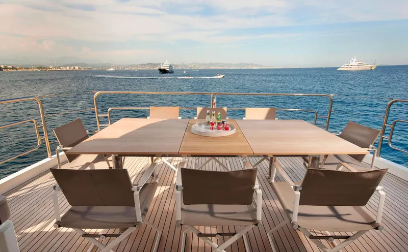 Esmeralda Of The Seas Yacht Photos Pics Luxury deck of 2018 Monte Carlo Yachts MCY 96 with ocean view.