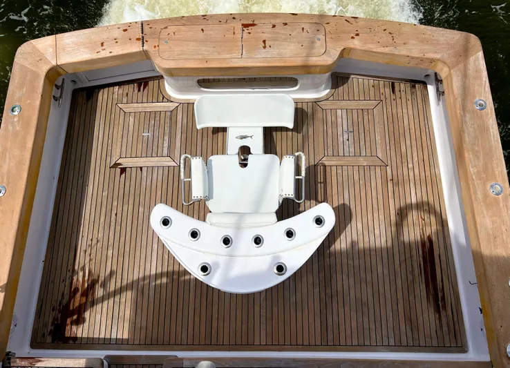 Pre Sail Yacht Photos Pics 2000 Blackwell Carolina Custom boat with teak deck and fishing chair.