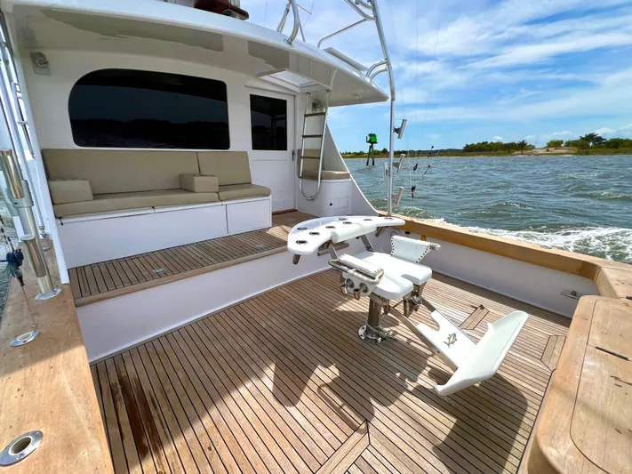 Pre Sail Yacht Photos Pics 2000 Blackwell Carolina Custom boat with teak deck and fishing chair.