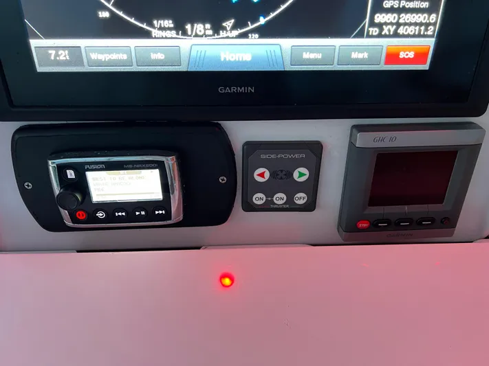 Pre Sail Yacht Photos Pics Control panel of a 2000 Blackwell Carolina Custom boat with Garmin navigation.