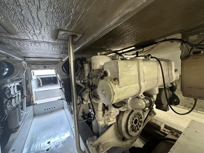 Pre Sail Yacht Photos Pics Engine room of 2000 Blackwell Carolina Custom boat, showcasing machinery and components.