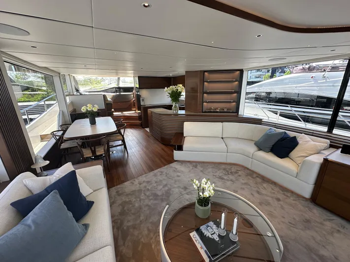  Yacht Photos Pics Luxurious interior of 2025 Princess Y80 yacht with elegant seating and decor.