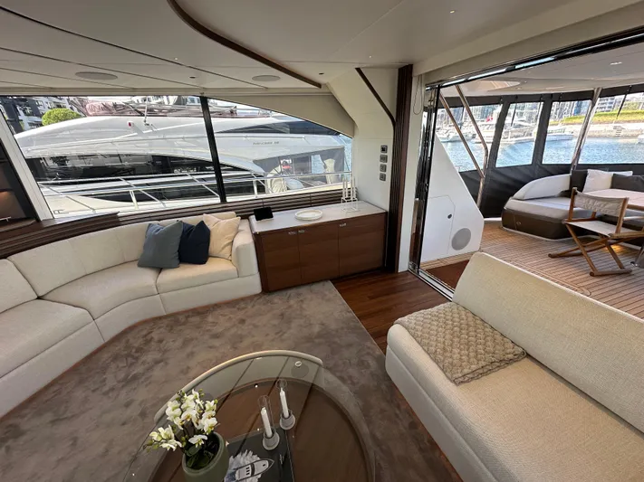  Yacht Photos Pics Luxurious interior of 2025 Princess Y80 yacht with elegant seating and modern decor.