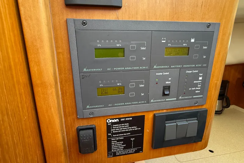 Tova Yacht Photos Pics Control panel of a 2007 Legacy Yachts 32 Sedan with Mastervolt systems.