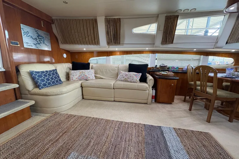  Yacht Photos Pics Luxurious interior of 2002 Carver 506 Motor Yacht with plush seating and elegant decor.