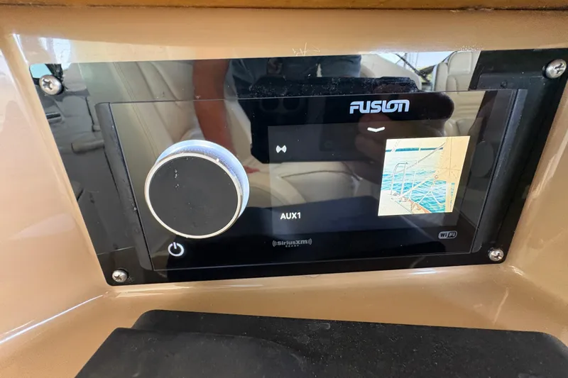  Yacht Photos Pics Fusion audio system in 2002 Carver 506 Motor Yacht, displaying AUX1 input.