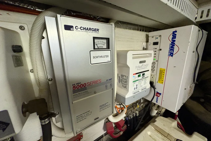  Yacht Photos Pics Electrical systems in a 2002 Carver 506 Motor Yacht engine room.