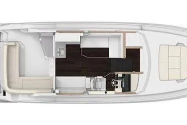  Yacht Photos Pics Top view layout of a 2021 Regal 38 XO yacht interior design.