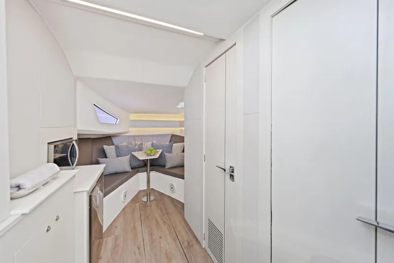  Yacht Photos Pics Interior of 2025 Valiatt 380 Bowrider, featuring modern seating and sleek design elements.