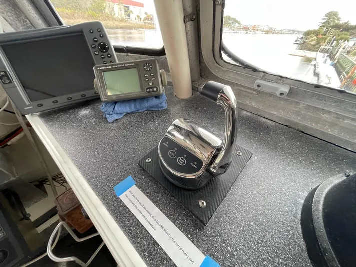 Super Voyager III Yacht Photos Pics Control panel of a 1972 Swiftships Commercial Passenger vessel with navigation equipment.