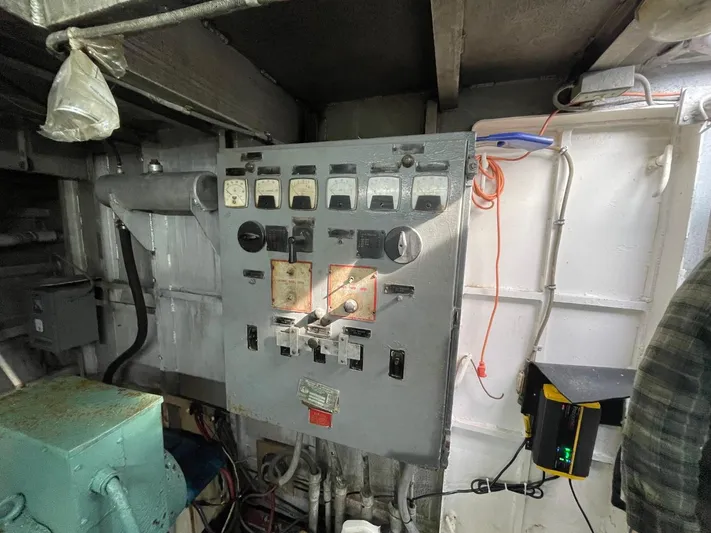 Super Voyager III Yacht Photos Pics Electrical control panel inside a 1972 Swiftships commercial passenger vessel.