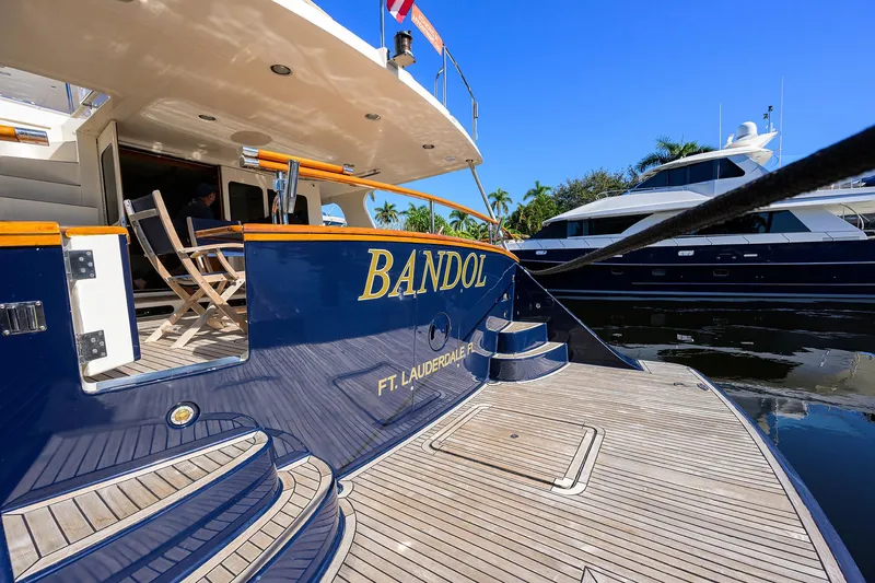 Bandol Yacht Photos Pics Luxury yacht Marlow 78E, 2006 model, docked in Fort Lauderdale marina.