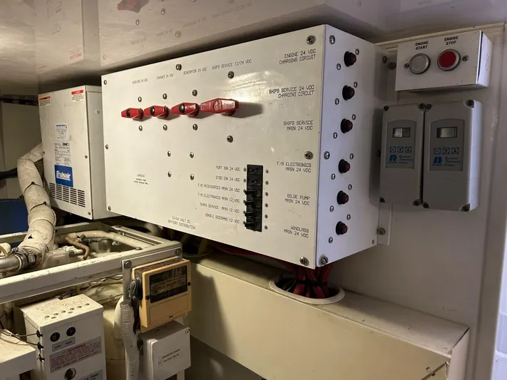 Rusty Yacht Photos Pics Electrical control panel in a 2006 Viking 52 Convertible yacht engine room.