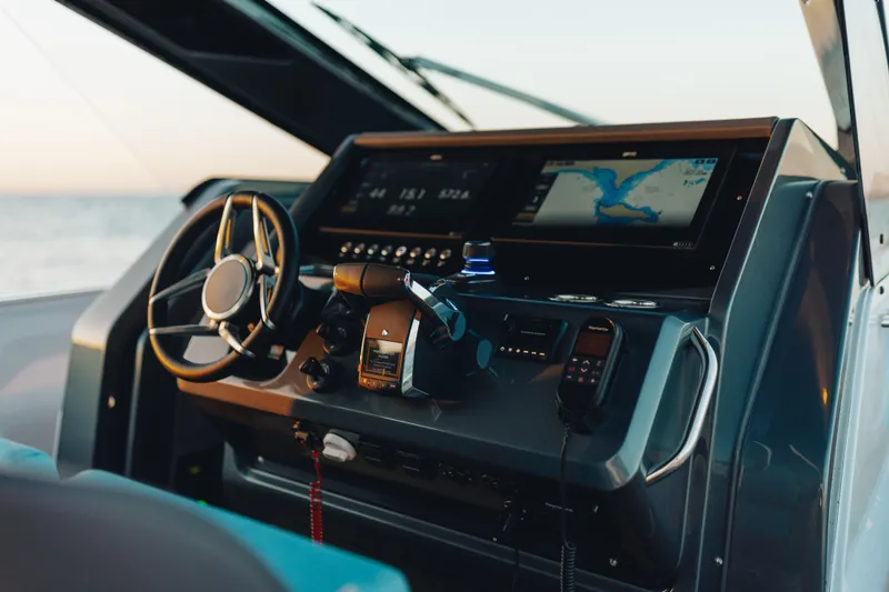  Yacht Photos Pics Modern Pirelli 47 yacht dashboard with advanced navigation system, 2026 model.