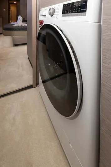  Yacht Photos Pics Washing machine inside 2022 Fountaine Pajot MY6 yacht, modern interior design.