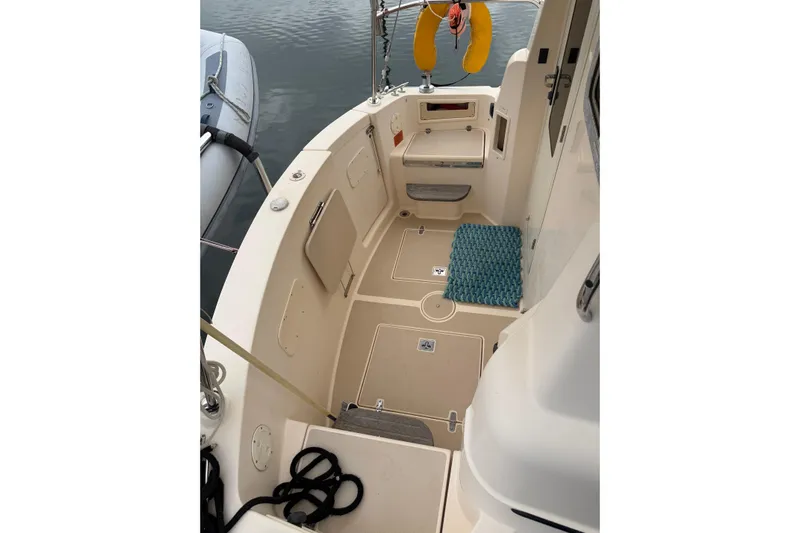  Yacht Photos Pics 2008 Island Packet SP Cruiser cockpit with seating, storage, and safety equipment.