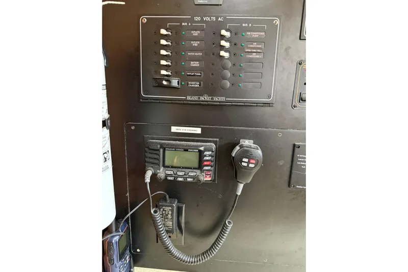 Yacht Photos Pics Electrical control panel on a 2008 Island Packet SP Cruiser yacht.