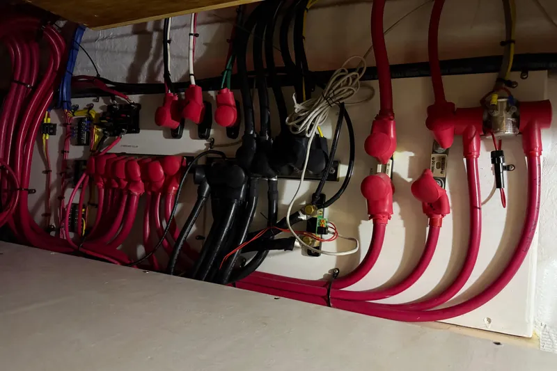  Yacht Photos Pics Electrical wiring system in a 2008 Island Packet SP Cruiser boat.