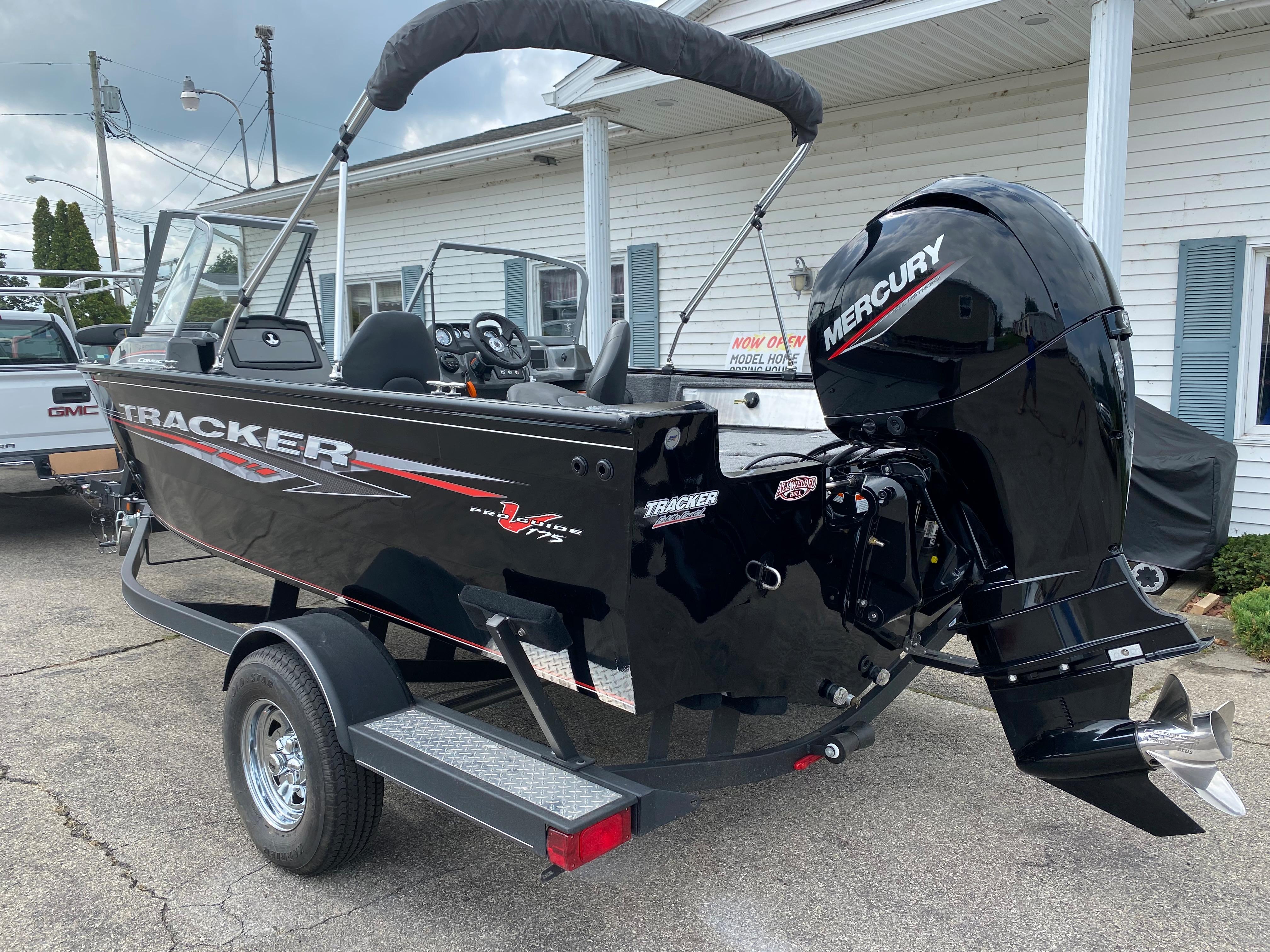 2020 Tracker Pro Guide V175 boat with Mercury outboard motor on trailer.