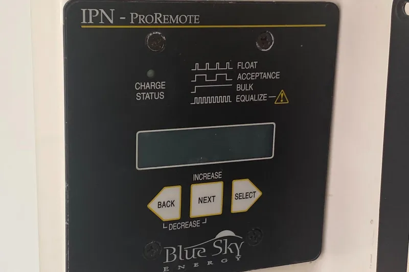 Tiki Yacht Photos Pics Blue Sky Energy IPN ProRemote charge controller on Leopard 38, 2003 model.
