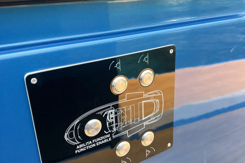  Yacht Photos Pics Control panel on 2021 Solaris Power 48 OPEN yacht, featuring function enable buttons.