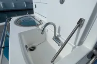 Aquila Molokai 28 (2022) boat sink and faucet detail, showcasing modern marine design.