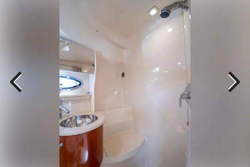  Yacht Photos Pics Interior of 2011 Formula 400 Super Sport yacht bathroom with sink and shower.