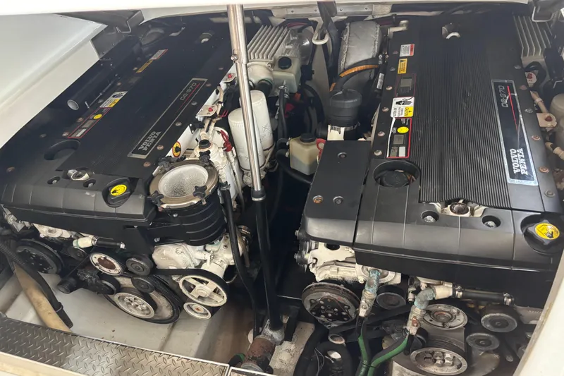  Yacht Photos Pics Engine compartment of a 2011 Formula 400 Super Sport boat with Volvo Penta engines.