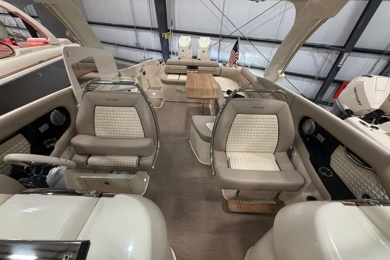  Yacht Photos Pics 2026 Chris-Craft Launch 35 GT interior with luxurious seating and elegant design.
