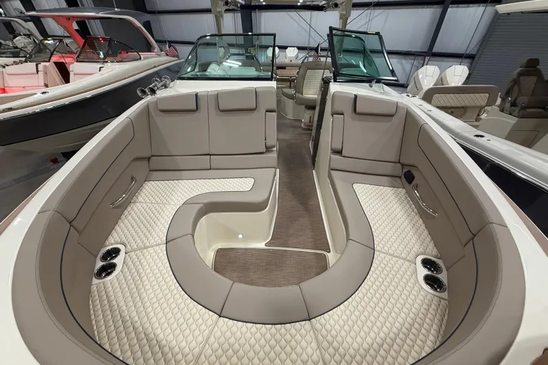  Yacht Photos Pics 2026 Chris-Craft Launch 35 GT boat interior with luxurious seating and modern design.