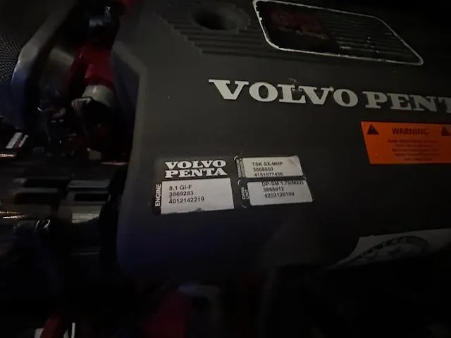  Yacht Photos Pics Volvo Penta engine in 2005 Cruisers Yachts 340 Express, close-up view.