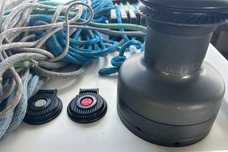 Deiopea Yacht Photos Pics Italia Yachts IY13.98 2013 sailboat winch and ropes on deck.